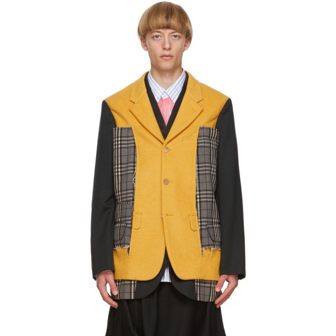 Photo: Comme des Garcons Homme Plus Black and Yellow Wool Blazer