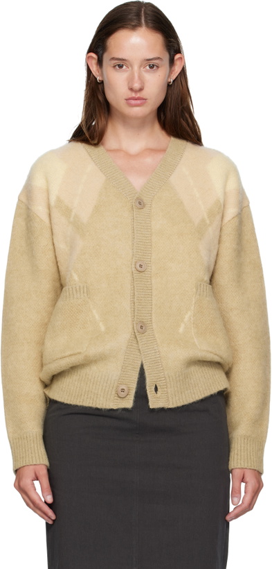Photo: COOR Beige Hairy Mixed Argyle Cardigan