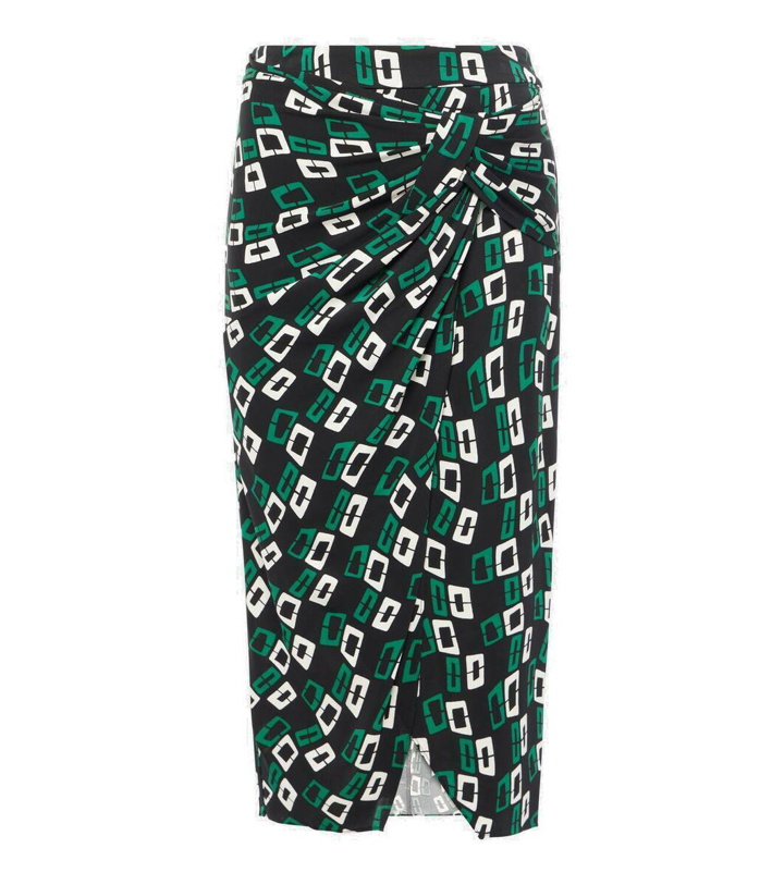 Photo: Diane von Furstenberg Willow printed ruched midi skirt