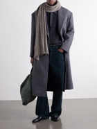 ATON - Logo-Appliquéd Fringed Cashmere-Bouclé Scarf - Brown