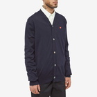 Comme des Garçons Play Men's Small Red Heart Cardigan in Navy