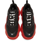 Balenciaga Black and Red Triple S Sneakers