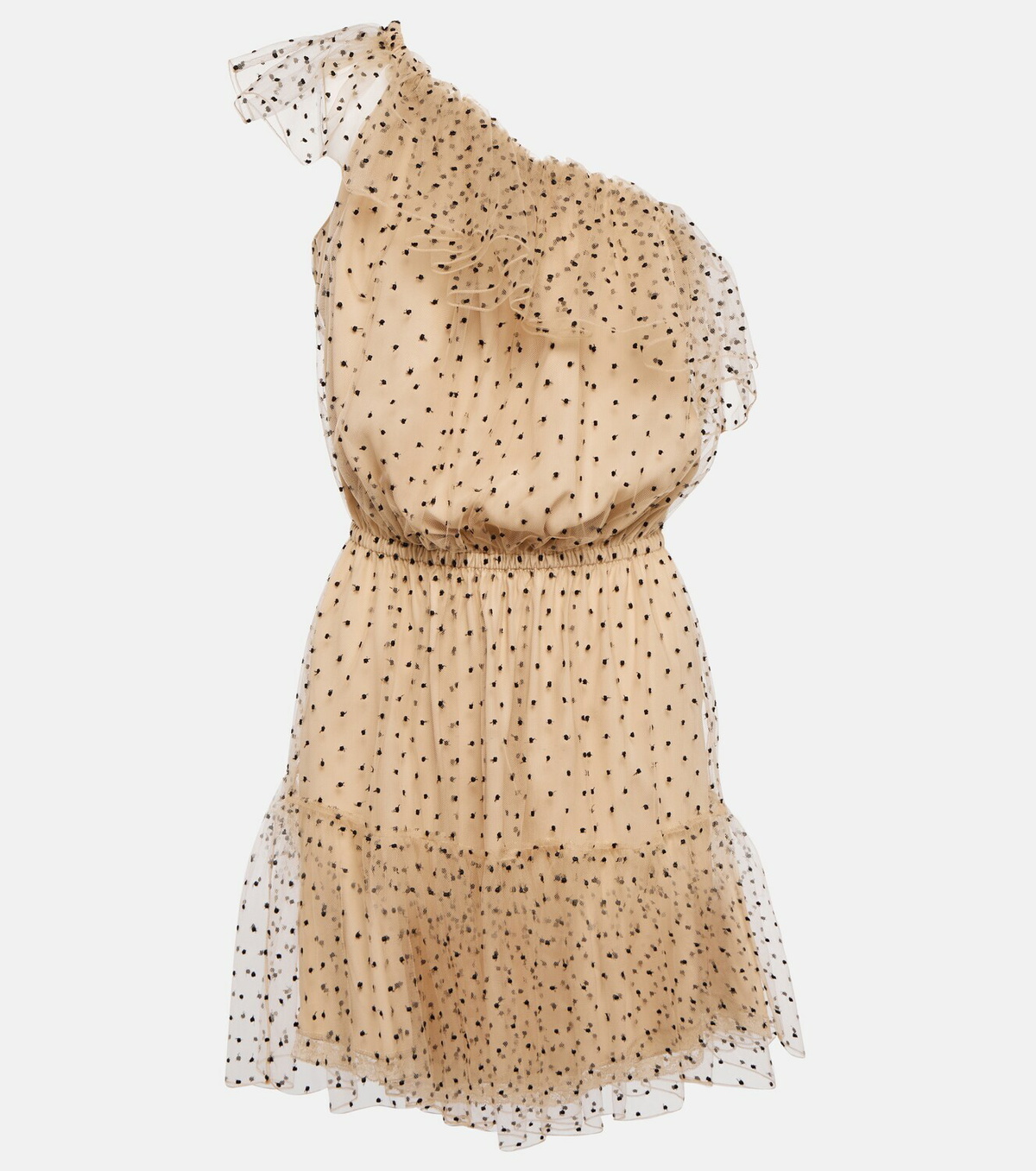 Gucci - One-shoulder dotted tulle minidress