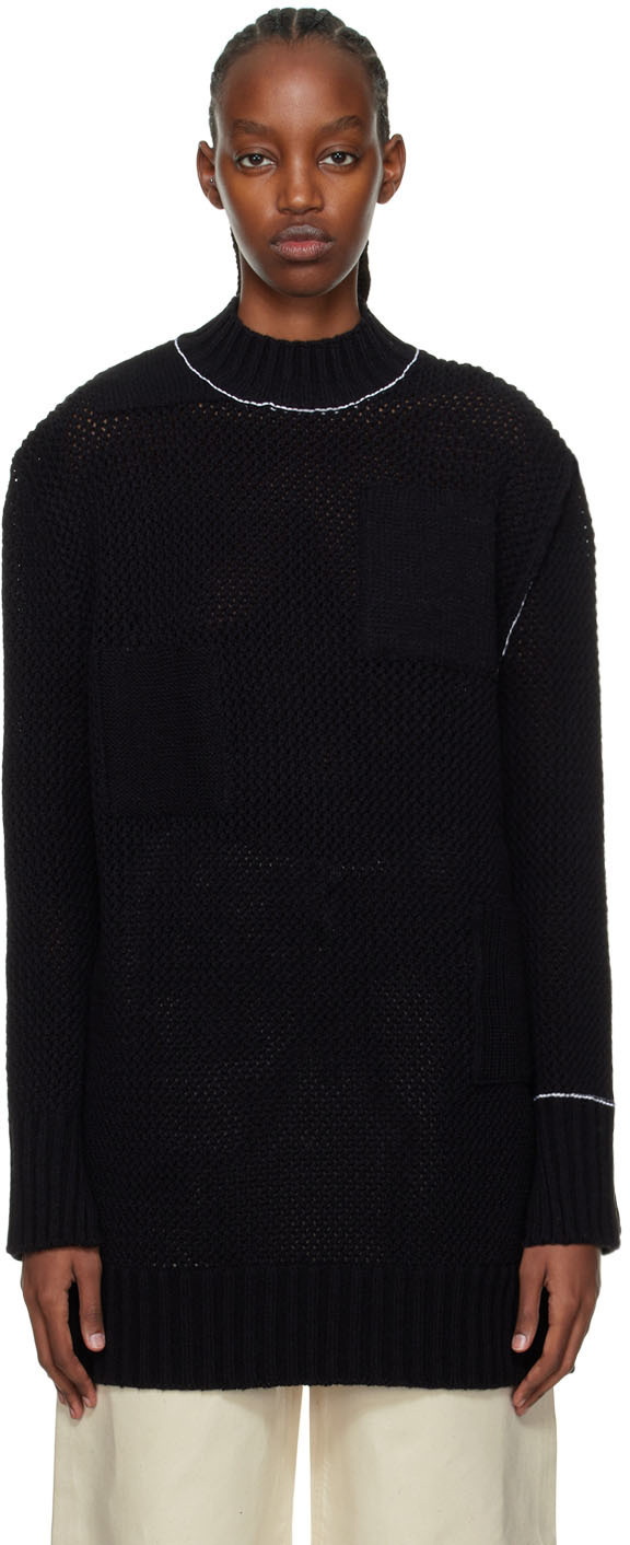 MM6 Maison Margiela Black Distressed Sweater