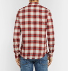 FRAME - Distressed Checked Cotton-Flannel Shirt - Men - Red