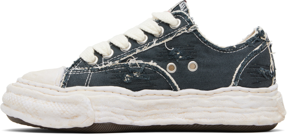 Maison MIHARA YASUHIRO Black 'Peterson23' OG Sole Ripped Overdye Canvas Sneakers