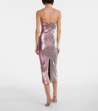 Area Floral-appliqué lamé midi dress