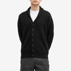 Jamieson's of Shetland Men's Elbow Patch Shawl Collar Cardigan in Black