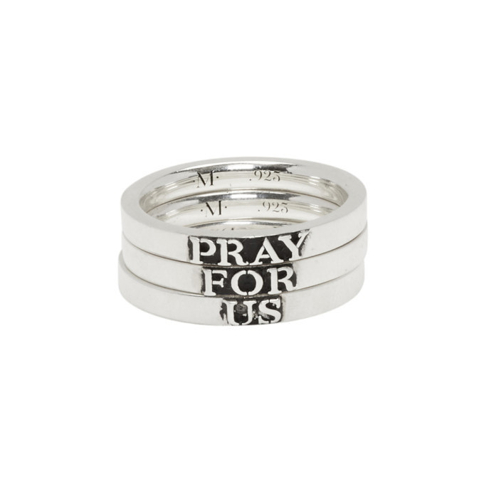 Photo: Martyre Silver Pray For Us Stack Ring Set