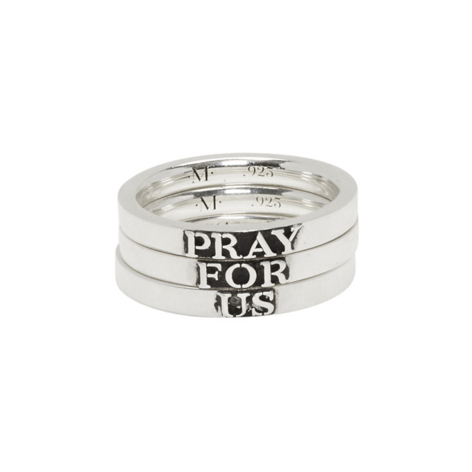 Photo: Martyre Silver Pray For Us Stack Ring Set