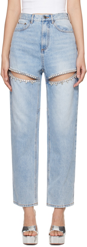 Photo: AREA Blue Crystal Slit Jeans