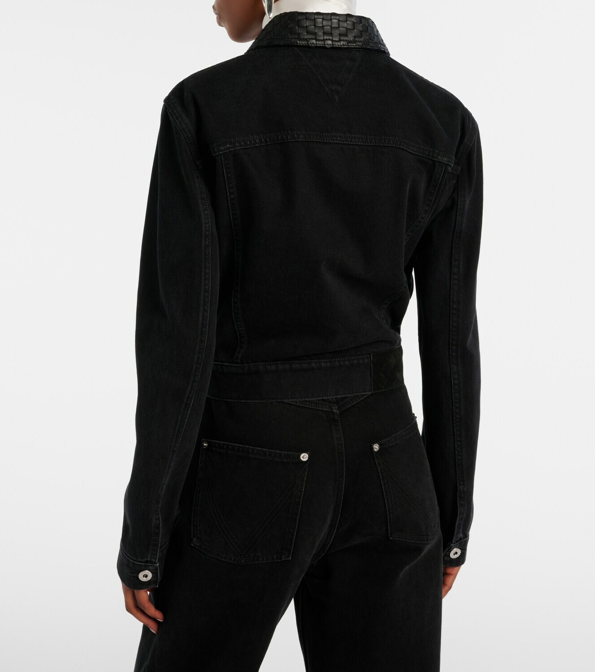 Bottega Veneta Intrecciato leather-trimmed denim jacket