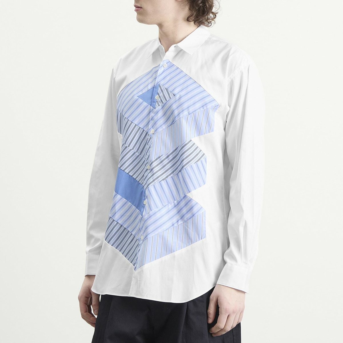 Comme des Garçons SHIRT Men's Cotton Stripe Poplin Shirt in White X Stripe