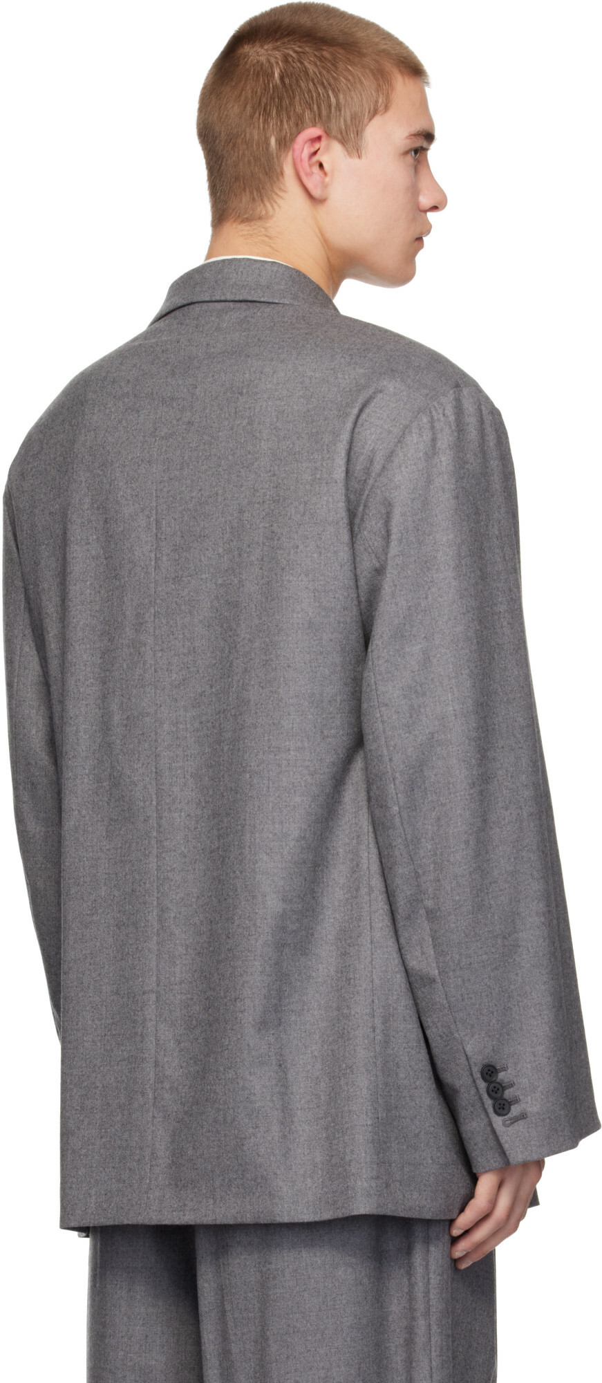 ssstein Gray Oversized Peaked Lapel Blazer