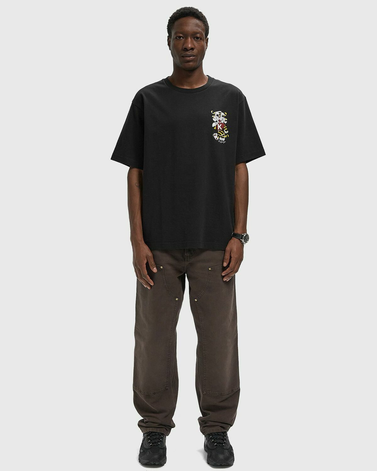 Kenzo GOTS WILD TIGER EMBROIDE TEE Black Mens Shortsleefe