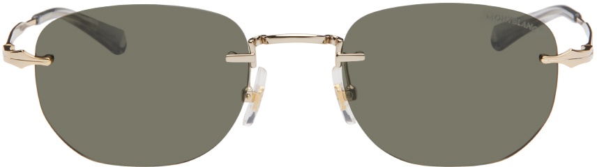 Photo: Montblanc Gold Rectangular Sunglasses