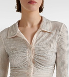 Self-Portrait Crystal-embellished mesh shirt