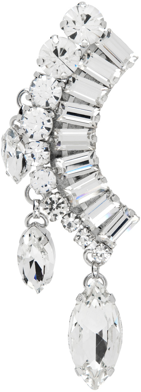 AREA Silver Crystal Baguette Drop Single Ear Cuff