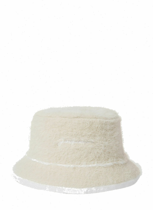 Photo: Le Bob Neve Fluffy Bucket Hat in Cream