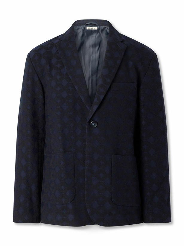 Photo: Blue Blue Japan - Shippou Cotton and Wool-Blend Jacquard Suit Jacket - Blue
