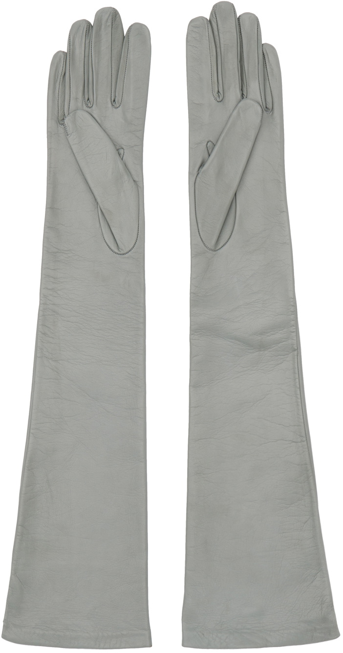 Dries Van Noten Gray Soft Leather Gloves