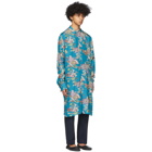 Lanvin Blue Silk Printed Oversized Shirt