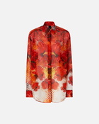 Pinko Shirt With Red Flower And Check Print Multicolour: Red/White