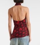 McQueen Skull scarf-detail halterneck silk top