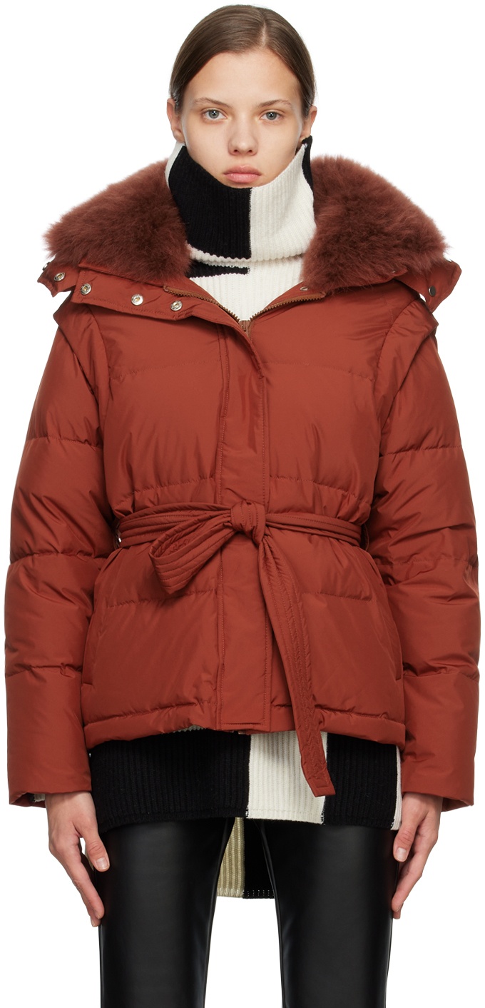 Yves Salomon Red Quilted Down Jacket Yves Salomon