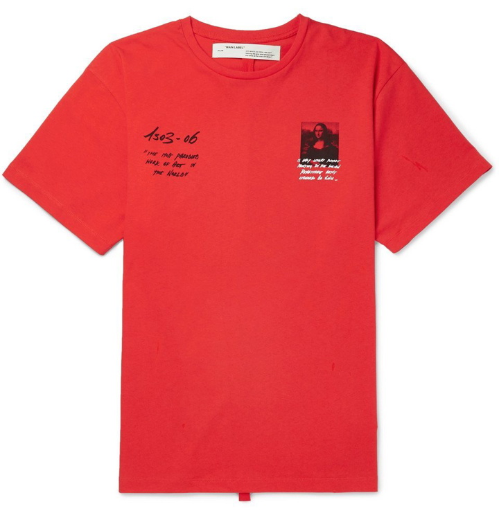 Photo: Off-White - Oversized Printed Cotton-Jersey T-Shirt - Men - Red