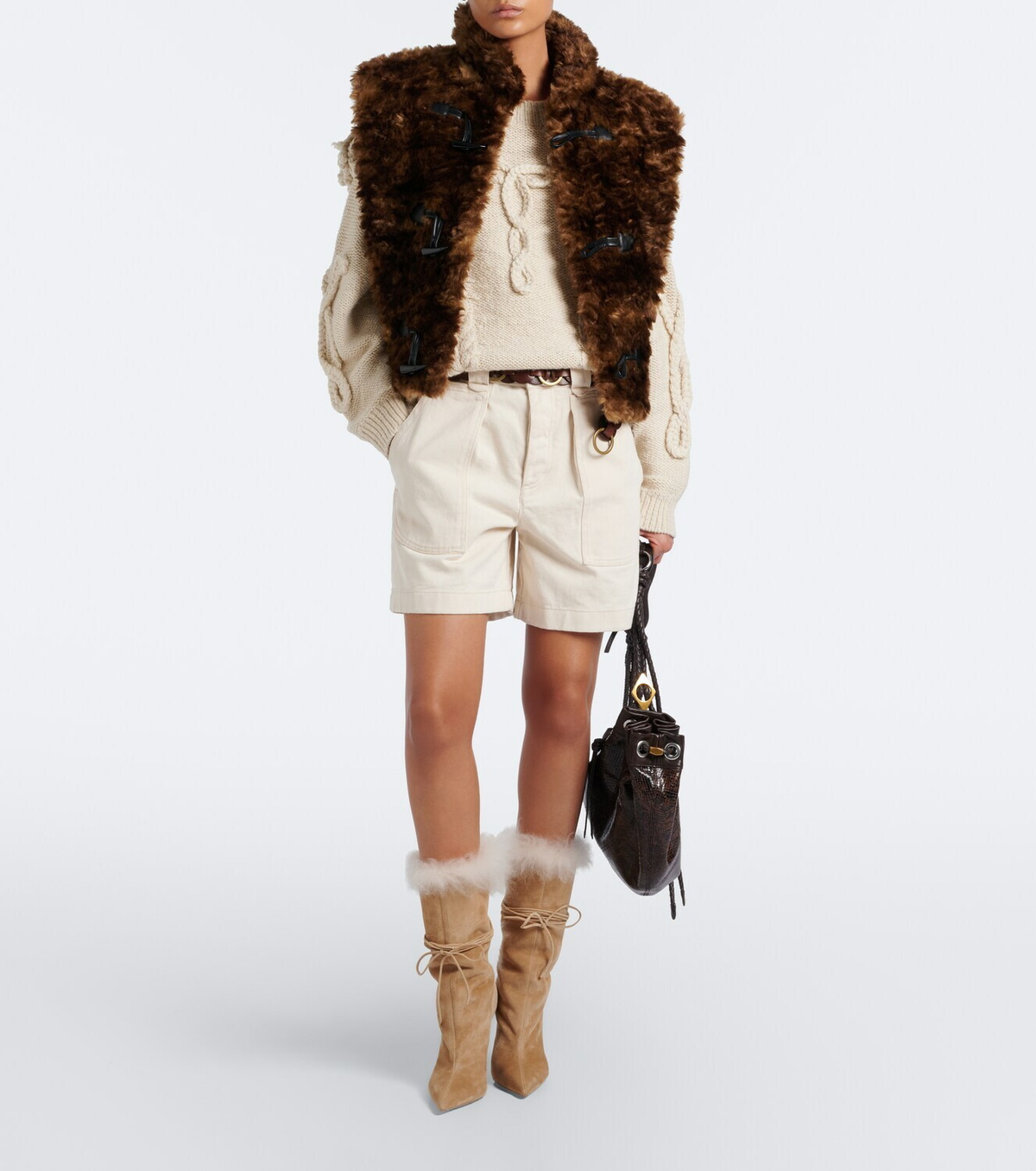 Paris Texas Lidia shearling-trimmed suede ankle boots