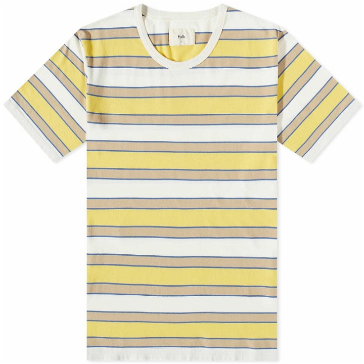 Photo: Folk Men's Bold Stripe T-Shirt in Lemon