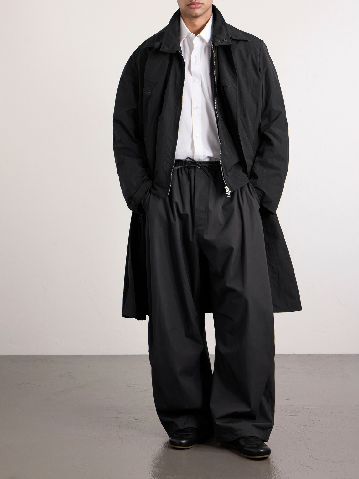 Amomento - Cotton Wide-Leg Trousers - Black