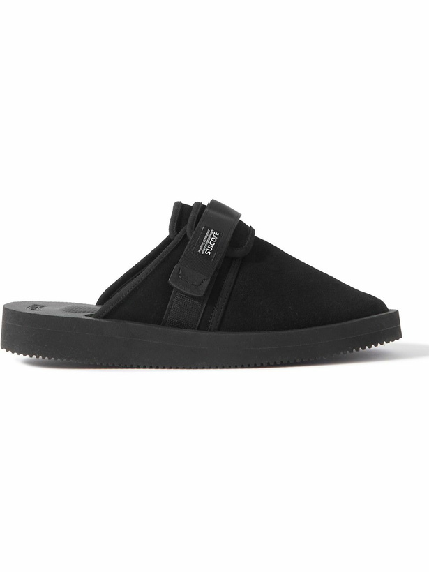 Photo: Suicoke - ZAVO-VS Webbing-Trimmed Suede Mules - Black