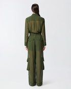 Pinko Georgette Jumpsuit With Cargo Pockets Green Rainforest