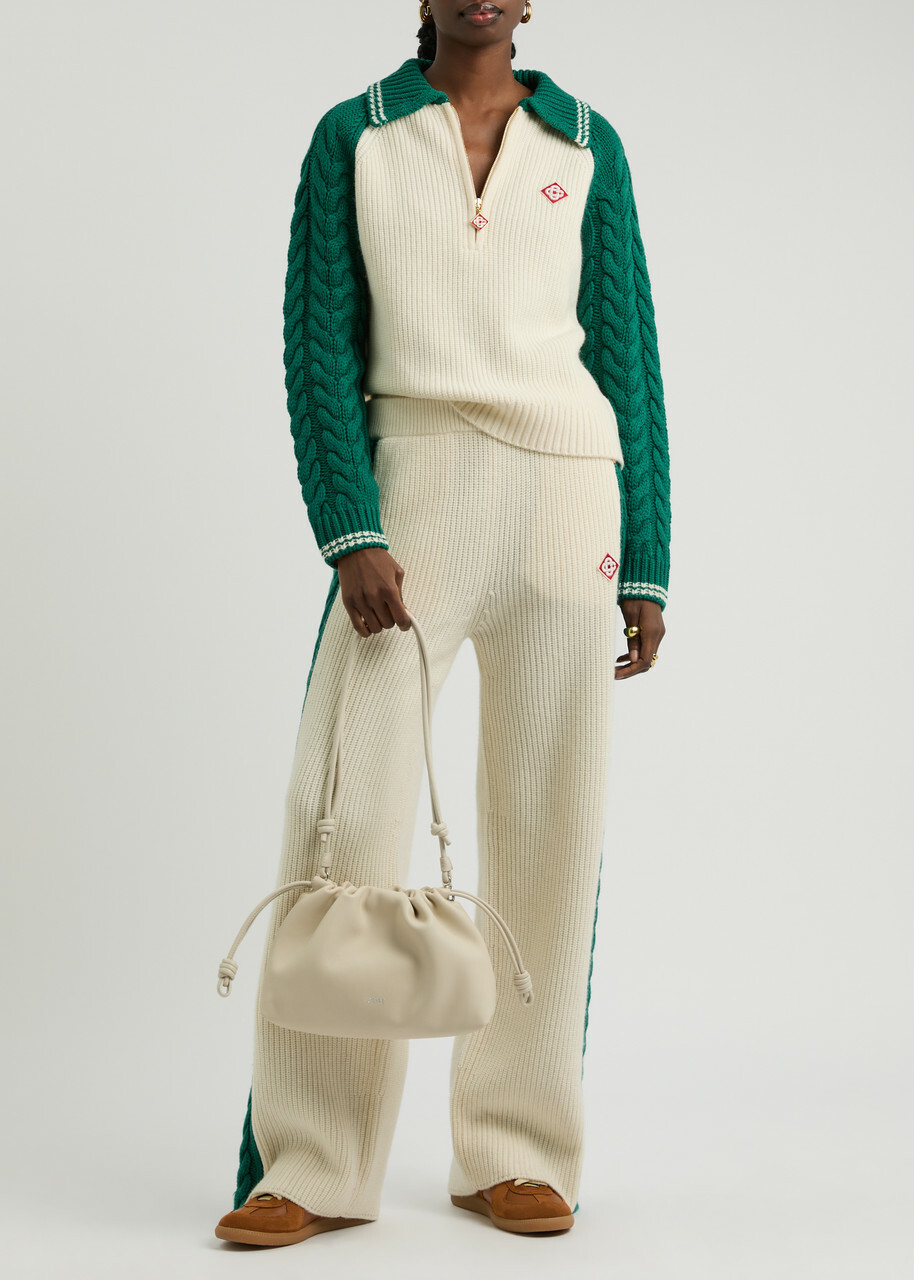 Casablanca Logo Half-zip Wool-blend Jumper Green