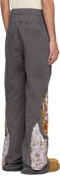 Who Decides War Gray Triple Flame Glass Sweatpants