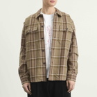 Norse Projects Men's Hjalmer Heavy Twill Check Overshirt in Walnut
