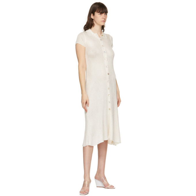 Calle Del Mar Off-White Knit Ribbed Long Dress