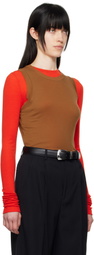 AURALEE Brown Super High Gauge Sheer Tank Top