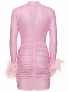 SELF-PORTRAIT Embellished Mini Dress with feathers