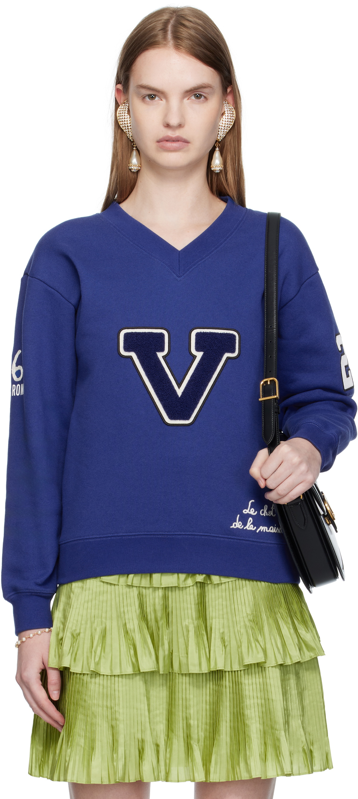 Valentino Blue Embroidered Cotton Sweatshirt