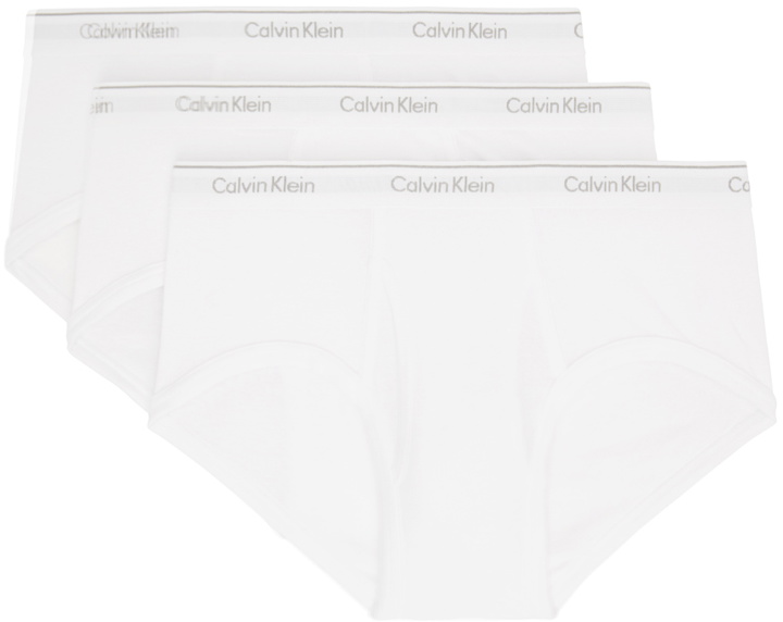 Photo: Calvin Klein Underwear Three-Pack White Classic Fit Briefs