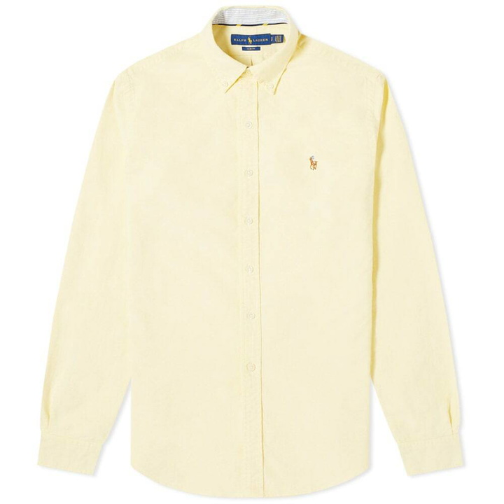 Photo: Polo Ralph Lauren Men's Slim Fit Button Down Oxford Shirt in Yellow Oxford