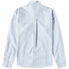 AMI Men's Heart Gingham Button Down Oxford Shirt in Sky Blue/White