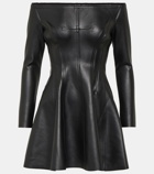 Norma Kamali Off-Shoulder Grace faux leather minidress