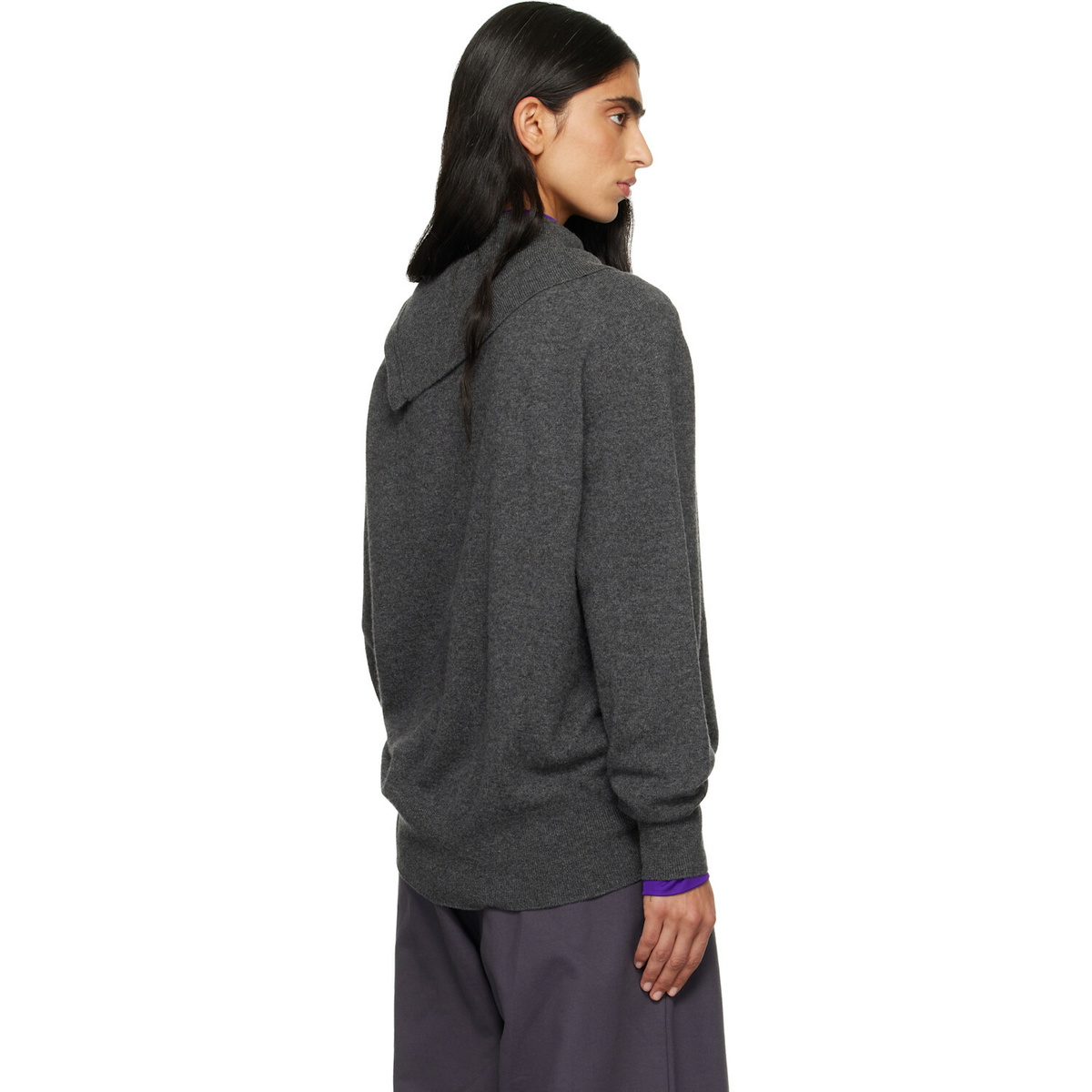 Dries Van Noten Gray Loose Cashmere Turtleneck