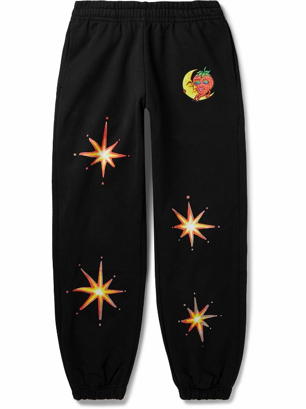 Photo: SKY HIGH FARM - Ally Bo Printed Upcycled and Organic Cotton-Jersey Sweatpants - Black