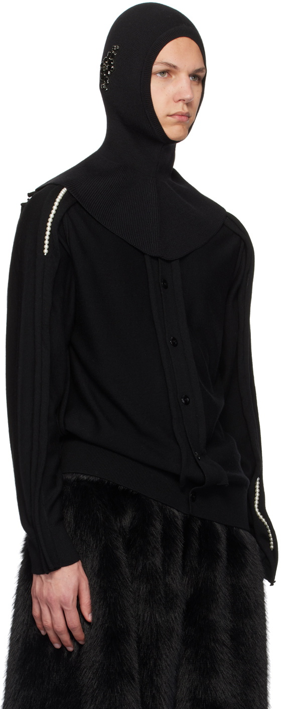 Simone Rocha Black Pointed Merino Silk Knit Balaclava Simone Rocha