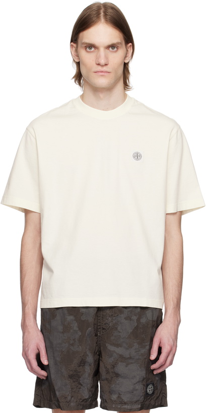 Photo: Stone Island Off-White Combed Organic Cotton Jersey T-shirt